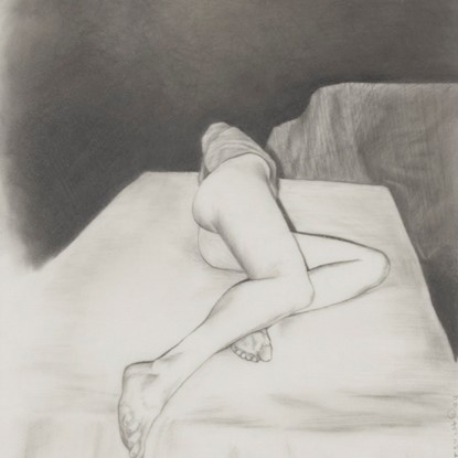 Dark Studio: reclining nude #2 by Ellen Soderquist