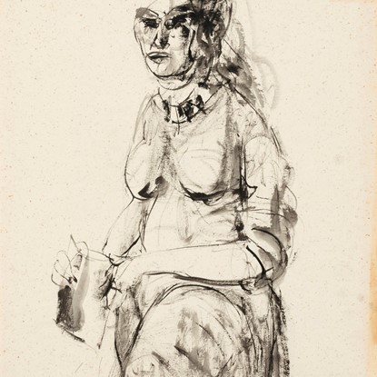 Untitled (Woman Holding Object) by Everett Franklin Spruce