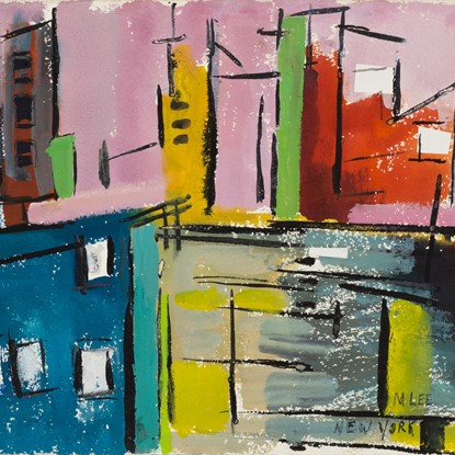 New York Window View by Marjorie E. (Johnson) Lee