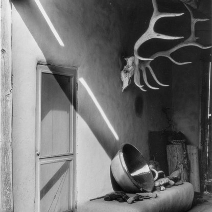 Great Horns And Pot, Abiquiu, New Mexico by Myron Wood