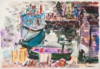 Chapin, Francis, Untitled (Blue Boat at Harbor)
