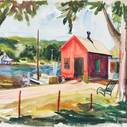 Untitled (Red House on River) by Francis Chapin