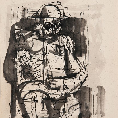 Untitled (Man with Hat and Glasses) by Everett Franklin Spruce