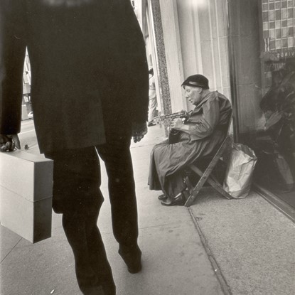Blind Lady on Elm Street, Dallas, Texas by Andy Hanson