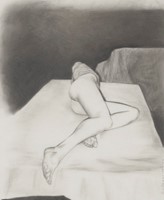 Soderquist, Ellen, Dark Studio: reclining nude #2
