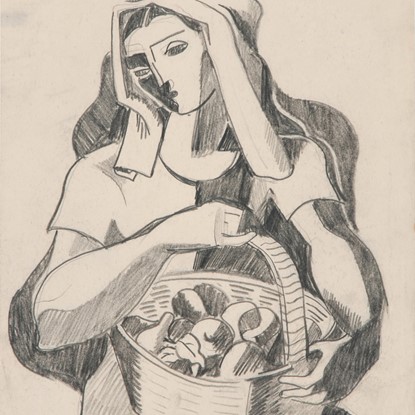 Untitled (Woman with Basket) by Edmund D. Kinzinger